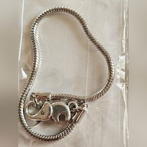 Silver Elephant Snake Chain Bracelet